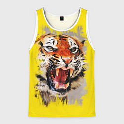 Майка-безрукавка мужская Оскал тигра, цвет: 3D-белый