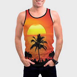 Майка-безрукавка мужская Пальмы на фоне моря, цвет: 3D-черный — фото 2