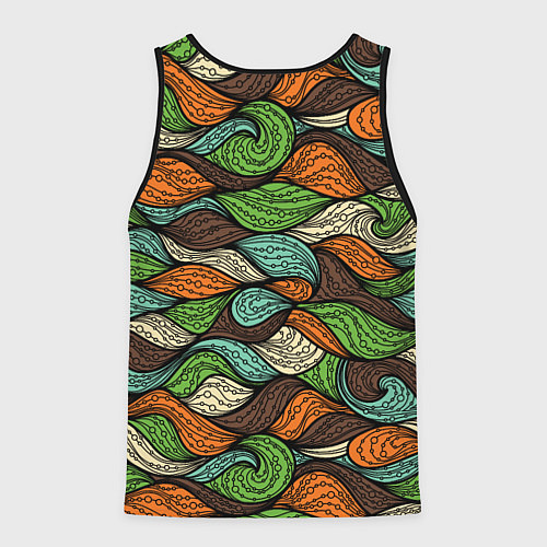 Мужская майка без рукавов Абстрактные волны / 3D-Черный – фото 2