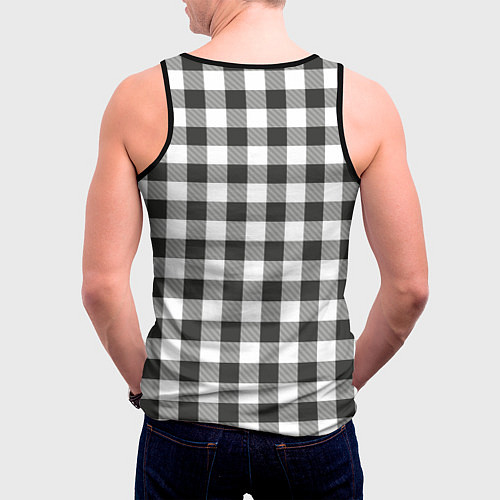 Мужская майка без рукавов Черно-белая клетка / 3D-Черный – фото 4
