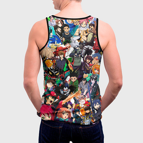 Мужская майка без рукавов Аниме персонажи / 3D-Черный – фото 4