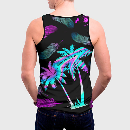Мужская майка без рукавов Неоновое лето / 3D-Черный – фото 4
