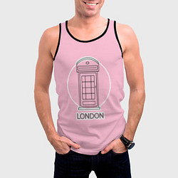 Майка-безрукавка мужская Телефонная будка, London, цвет: 3D-черный — фото 2