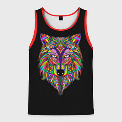 Майка-безрукавка мужская Разноцветный Волк, цвет: 3D-красный