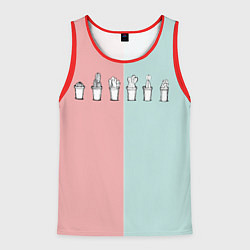 Майка-безрукавка мужская Кактусы, цвет: 3D-красный