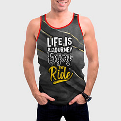 Майка-безрукавка мужская Жизнь - это путешествие, цвет: 3D-красный — фото 2