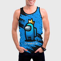 Майка-безрукавка мужская AMONG US - Синий в Короне, цвет: 3D-черный — фото 2