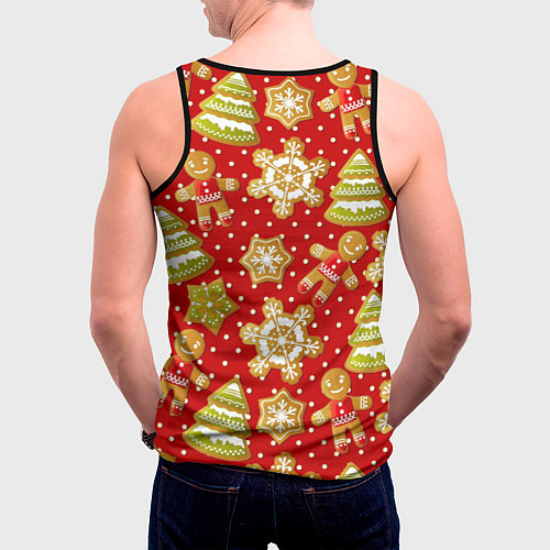 Мужская майка без рукавов С Новым Годом! / 3D-Черный – фото 4