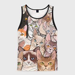 Майка-безрукавка мужская Котики, цвет: 3D-черный