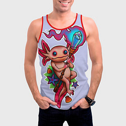 Майка-безрукавка мужская Магический аксолотль, цвет: 3D-красный — фото 2