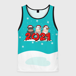 Майка-безрукавка мужская 2021 год быка, цвет: 3D-черный