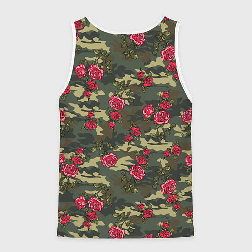 Мужская майка без рукавов Камуфляж и розы / 3D-Белый – фото 2