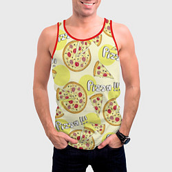 Майка-безрукавка мужская Узор - Пицца на желтом, цвет: 3D-красный — фото 2