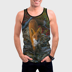 Майка-безрукавка мужская Лиса, цвет: 3D-черный — фото 2