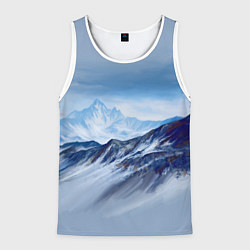 Майка-безрукавка мужская Серо-голубые горы, цвет: 3D-белый