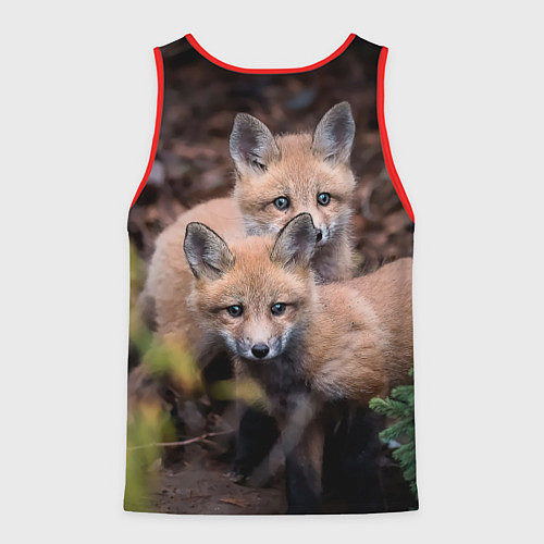 Мужская майка без рукавов Лисички фото / 3D-Красный – фото 2