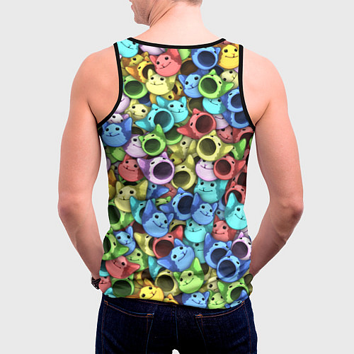 Мужская майка без рукавов Цветные Поп Котики / 3D-Черный – фото 4