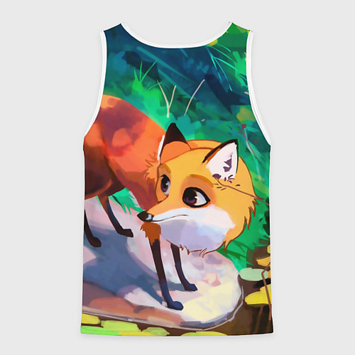 Мужская майка без рукавов Лисичка / 3D-Белый – фото 2