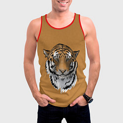 Майка-безрукавка мужская Тигр, цвет: 3D-красный — фото 2