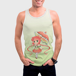 Майка-безрукавка мужская Девочка арбузик чиби, цвет: 3D-белый — фото 2