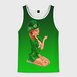 Майка-безрукавка мужская Девушка лепрекон в зеленом, цвет: 3D-белый