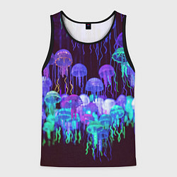 Майка-безрукавка мужская Неоновые медузы, цвет: 3D-черный