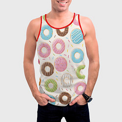 Майка-безрукавка мужская Пончики Donuts, цвет: 3D-красный — фото 2