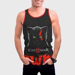 Майка-безрукавка мужская Cat of war, цвет: 3D-красный — фото 2