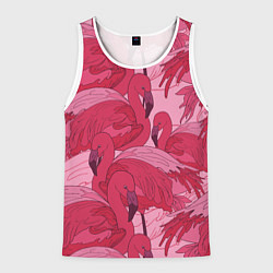 Майка-безрукавка мужская Розовые фламинго, цвет: 3D-белый