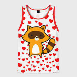 Майка-безрукавка мужская Енот в сердечках, цвет: 3D-красный