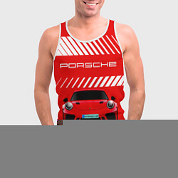 Майка-безрукавка мужская PORSCHE ПОРШЕ RED STYLE, цвет: 3D-белый — фото 2