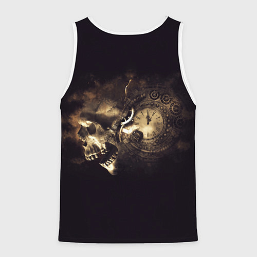 Мужская майка без рукавов Череп и часовой механизм / 3D-Белый – фото 2