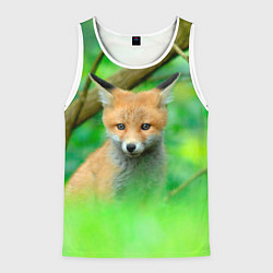 Мужская майка без рукавов Лисенок в зеленом лесу
