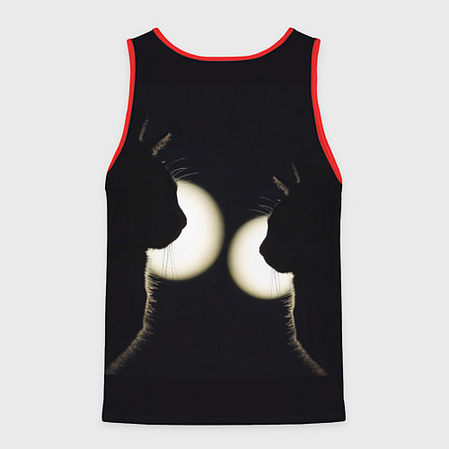 Мужская майка без рукавов Пара Силуэты черных кошек / 3D-Красный – фото 2