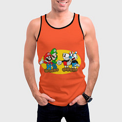 Майка-безрукавка мужская CupHead x Mario, цвет: 3D-черный — фото 2