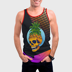 Майка-безрукавка мужская Череп - ананас, цвет: 3D-красный — фото 2