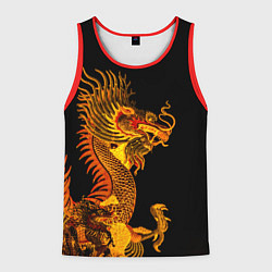 Майка-безрукавка мужская Золотой китайский дракон, цвет: 3D-красный