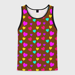 Майка-безрукавка мужская Сердечки разноцветные, цвет: 3D-черный