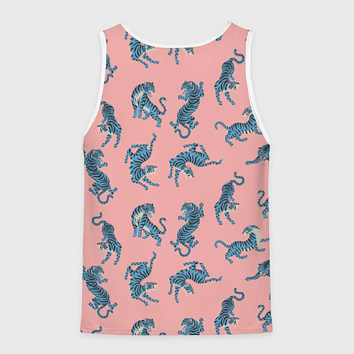 Мужская майка без рукавов Много синих тигров Символ года / 3D-Белый – фото 2