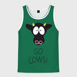 Майка-безрукавка мужская Go Cows, цвет: 3D-белый