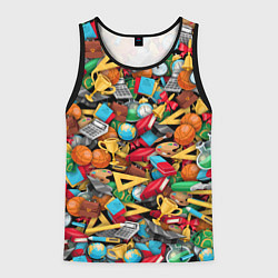 Майка-безрукавка мужская Снова в школу, цвет: 3D-черный