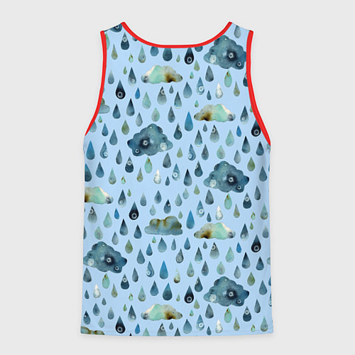 Мужская майка без рукавов Дождливая осень Тучки и дождь / 3D-Красный – фото 2