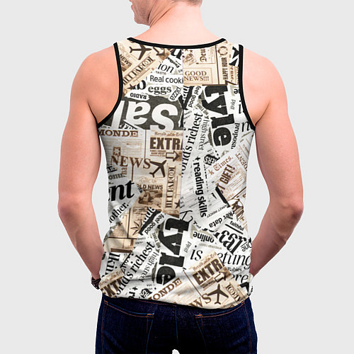 Мужская майка без рукавов Газета / 3D-Черный – фото 4
