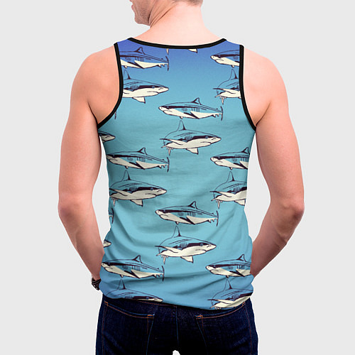 Мужская майка без рукавов Акулы Паттерн / 3D-Черный – фото 4