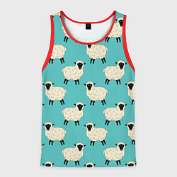Мужская майка без рукавов Овечки паттерн на бирюзовом