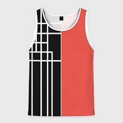 Мужская майка без рукавов Черный и коралловый арт деко