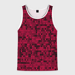 Майка-безрукавка мужская Красно-черный абстрактный узор, цвет: 3D-белый