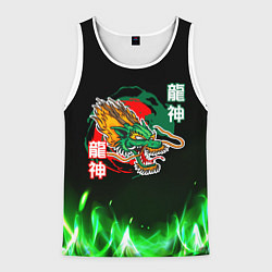 Майка-безрукавка мужская Китайский огненный дракон, цвет: 3D-белый