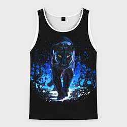 Майка-безрукавка мужская Черная пантера пятна краски, цвет: 3D-белый