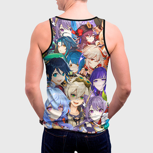 Мужская майка без рукавов Genshin Impact - персонажи / 3D-Черный – фото 4